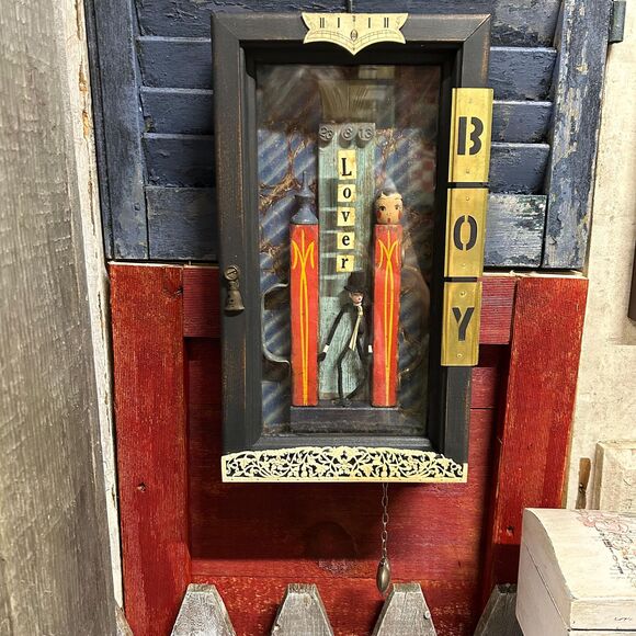 Unique Framed Mixed Media Assemblage Art Original “Lover Boy” by Jane LeBlanc - Picture 3 of 5